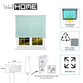 Wellhome Rollo 140 x 250 cm Hellblau Polyester