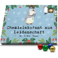 Mr. & Mrs. Panda Schoko Adventskalender Chemielaborant Leidenschaft - Blau Pastell - Geschenk, Wissenschaftler, Schokoladen Adventskalender, Jubil... - Blau