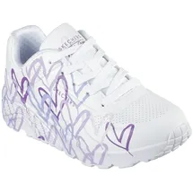 SKECHERS Uno Lite Spread The Love White Synthetic/Light Purple Trim 32