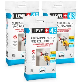 Level + Super Finish Spritz- Rollspachtel Fertigspachtel 75 kg Perfekt Glatt Q4 Sack L+43