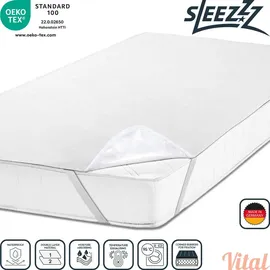 sleezzz Vital wasserdichter Molton Matratzenschutz Fixspann 140 x 200 cm, Matratzenschoner aus 100% Baumwolle in weiß