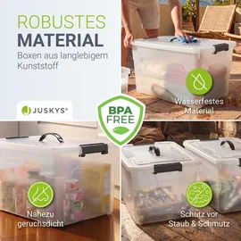 Juskys Aufbewahrungsbox Kunststoff 30 l transparent/weiß