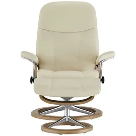 Stressless Relaxsessel mit Hocker Leder 76 x 100 x 71 cm creme