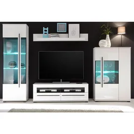 furn.design Tv-Lowboard, Weiß Hochglanz, Holzwerkstoff, Nachbildung, Uni, 2 Schubladen, 140x47x42 cm, Wohnzimmer, Wohnwände, Lowboards, Lowboards stehend