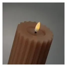 MARELIDA LED Kerze Liv Echtwachs gerillt geriffelt flackernd 12cm Timer altrosa