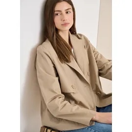 Cecil CECIL, Damen, Gr. XL (44), beige (crispy camel), Web, Obermaterial: 100% Baumwolle. Futter: 100% Polyester, unifarben, lässig geschnitten hüftlang, V-Ausschnitt, Jacken Outdoorjacke, mit Reverskragen