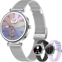 Smartwatch Damen mit Telefonfunktion, 1,27" AMOLED SpO2 Pulsuhr Menstruationszyklus Schlafmonitor, 110+ Sport Fitness Tracker IP67 - Silber