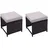 Mendler 2er-Set Poly-Rattan Hocker HWC-G16, Gartenhocker Sitzhocker, Gastronomie ~ schwarz, Kissen hellgrau