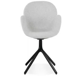 Armlehne Stuhl Dunkelgrau Metall Textilien  Eleganter Polsterstuhl mit ergonomischer Rückenlehne  Skandinavisch  59x59x85,5 cm  Kadima Design