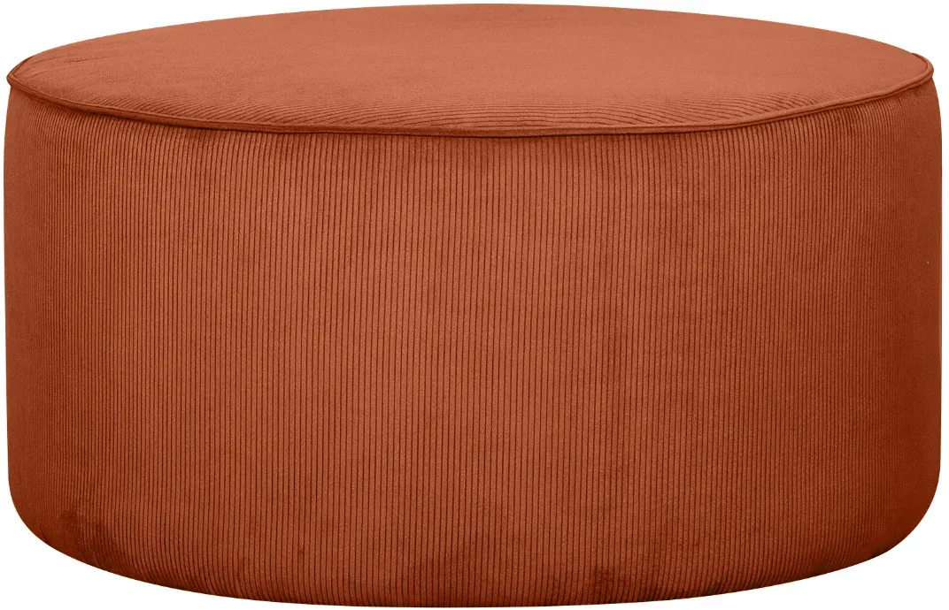 Pouf rond en tissu velours côtelé terre brulée D70 cm LOUIS