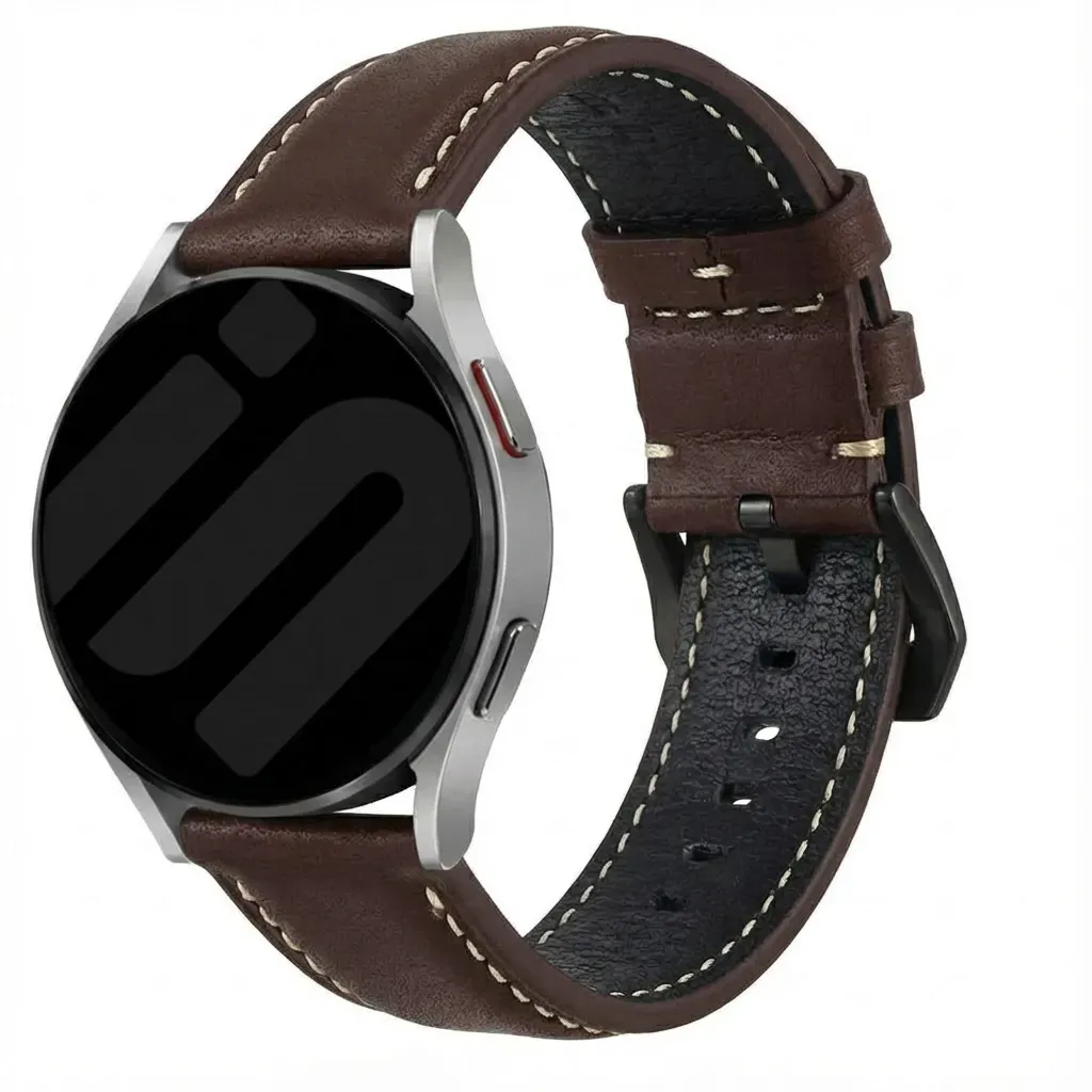 Strap-it Mobvoi TicWatch Pro 5 Enduro Armband Leder für Mobvoi TicWatch Pro 5 Enduro - Kaffee Braun - Schnallenverschluss