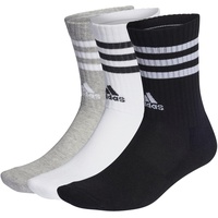 adidas 3-Stripes Cushioned Crew Socken 3er Pack medium grey heather/white/black/white 34-36