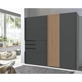 WIMEX Schwebetürenschrank »Coburg, Kleiderschrank Made in Germany«, mit Akustikpaneel Optik oder Holzoptik eichefarben, 180cm breit schwarz