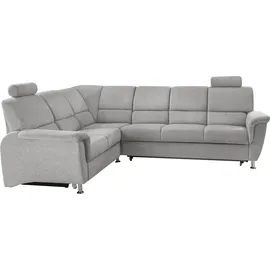 Home Affaire Ecksofa »Pisa L-Form, mit Schlaffunktion, Stauraum, 2x höhenverstellbare«, Kopfstützen und Relaxfunktion im Eckelement grau