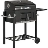 Holzkohlegrill Smoker Bbq-smoker, 1 Ablage, 1 Handtuchhalter, 2 Grillroste, 113 Cm X 65 Cm X 108 Cm, Schwarz