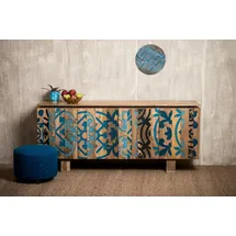 Home Affaire Sideboard HOME AFFAIRE "Layer", bunt (braun, blau), B:185cm H:77cm T:47cm, Sideboards, Sideboard, Kommode mit 4 dekorativen Türen, Breite 177 cm