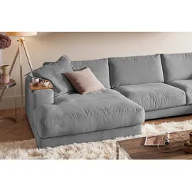 KAWOLA Wohnlandschaft U-Form Madeline Cord Longchair links grau