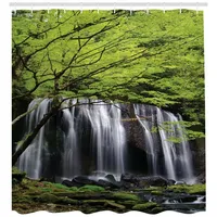 ABAKUHAUS Duschvorhang 175 x 200 cm schwarz weiß grün