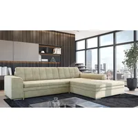 Fun Möbel Ecksofa Sofa SARRA mit Schlaffunktion Stoff Fresh Creme Ottomane Rechts