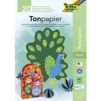 Folia Tonzeichenpapierblock 130 g/qm A4 20 Blatt farbig sortiert