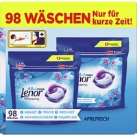 Lenor Waschmittel Pods All-in-1, 98 Waschladungen (2 x 49) Lenor Aprilfrisch mit Duft von Frühlingsblumen