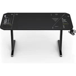 SENSE7 Nomad Cybernetic Gaming Tisch 140x60, PC Tisch mit Kopfhörerhaken, Getränkehalter, Controller Halter, Gaming Computertisch mit Kohlefaseroberfläche, Ergonomischer Gaming Desk