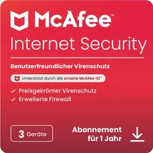 McAfee Internet Security Abonnement-Lizenz 1 Jahr 3 Geräte Win/Mac/Android/iOS