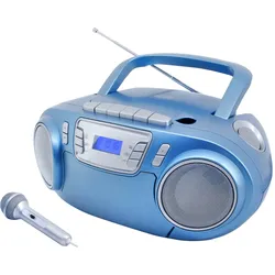 Soundmaster SCD5800BL CD/MP3 Boombox mit Radio, Kassettenrekorder, USB und externem Mikrophon