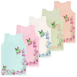 LOREZA 5er Set Unterhemden - Schmetterling - Bunt | Gr.: 104/110