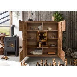 Massivmoebel24 Highboard 145 x 153 x 40 cm Akazie lackiert / Beige
