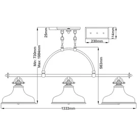 Elsteadlighting Emery 3-flammiger Insel-Kronleuchter - Verwittertes Messing - QZ-EMERY3P-WS