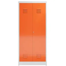 Lüllmann ClassiX Garderobenschrank 2 Abteile mittig schließend 1800 x 800 x 500 mm lichtgrau/feuerrot