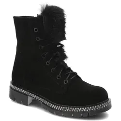 Schwarze Stiefeletten Pollonus Gefütterte Lederschuhe, 37