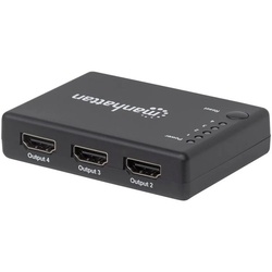MANHATTAN 4K kompakter 4-Port HDMI-Splitter 4K@30Hz, HDMI-Adapter schwarz