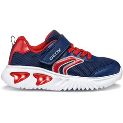 Sneaker GEOX "J ASSISTER BOY Blinkschuh", Kinder, Gr. 29, blau (navy, rot), Textil, Synthetik, sportlich, Schuhe, Sportschuh, Klettschuh mit auffällig blinkender Sohle