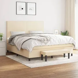 vidaXL Boxspringbett mit Matratze Creme 180x200 cm Stoff