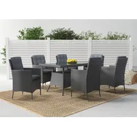 Konifera Garten-Essgruppe »Korfu«, (Set, 13 tlg., 6x Sessel, 1xTisch: 150x80x73,5 cm, inkl. Auflagen, inkl. Schutzhülle), Tischplatte aus Sicherheitsglas, Staufläche unter dem Tisch