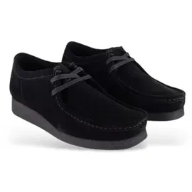 CLARKS Herren. 26172820 Wallabeeevo Leder-Slipper schwarz (43), Wohnung, Schnürsenkel, Lässig