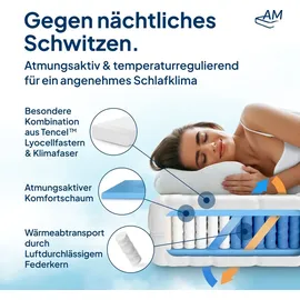 AM Qualitätsmatratzen 1000 Federn 7-Zonen 90 x 210 cm H1