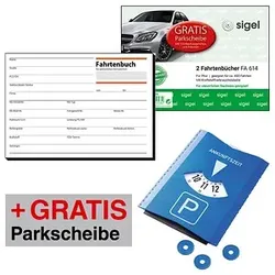 AKTION: SIGEL Fahrtenbuch, Pkw mit Kraftstoffverbrauch Formularbücher FA614 + GRATIS Parkscheibe