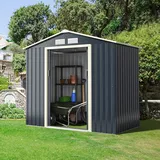 Costway Gerätehaus Metall, 213x127x195 cm, Geräteschuppen abschließbar, Gartenhaus mit 4 Luftschlitzen Schiebetür, Garten Schuppen für