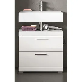 inn.furn Waschbeckenunterschrank Shawn 60 x 56 cm Weiß Hochglanz