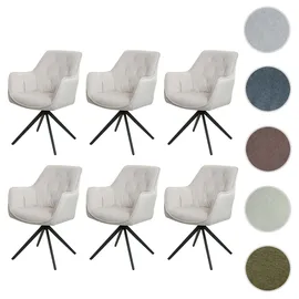 Mendler Esszimmerstuhl HWC-L80 Stoff creme-beige 6er Set