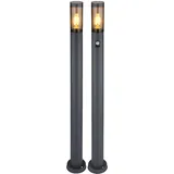 GLOBO Stehleuchte Außenleuchte Edelstahl 12,7x110 cm 2er Set grau