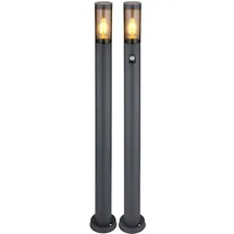 GLOBO Stehleuchte Außenleuchte Edelstahl 12,7x110 cm 2er Set grau