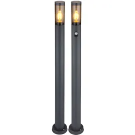 GLOBO Stehleuchte Außenleuchte Edelstahl 12,7x110 cm 2er Set grau