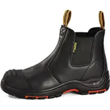 SAFEYEAR Strapazierfähige Sicherheits-Arbeitsstiefel für Herren, schwarze S3-Sicherheitsschuhe für Site-Händler, Wide Fit Zehenkappe aus Verbundwerkstoff, Slip-on-Leder, bequeme Einlegesohle - 39 EU Weit