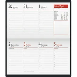 Rido Taschenkalender TM17 8,7x15,3cm 1 Woche/2 Seiten Kunststoff schwarz 2026