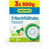 HUMYDRY Nachfüllpack TAB 3x500g mit Apfelduft für Luftentfeuchter ohne Strom | Beseitigt Feuchtigkeit in mittelgroßen Räumen wie Schlafzimmern, Bäder, Kuchen | Absorbiert Feuchtigkeit