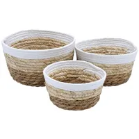 Spetebo Deko Körbchen rund 3er Set aus Seegras 21 x 18 x 15 cm beige
